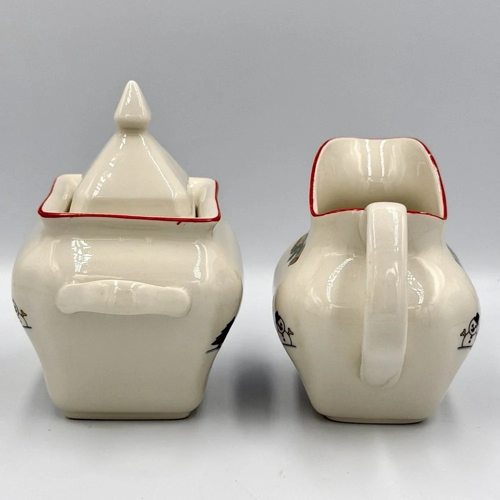 VTG 80s Jamestown China Joy of Christmas‎ Sugar Creamer Stoneware Set